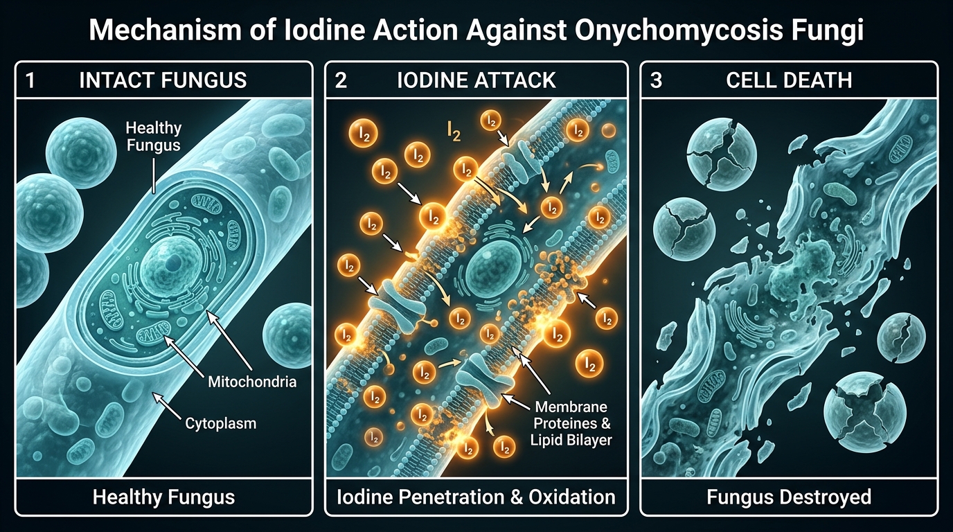 Iodine killing fungus mechanism